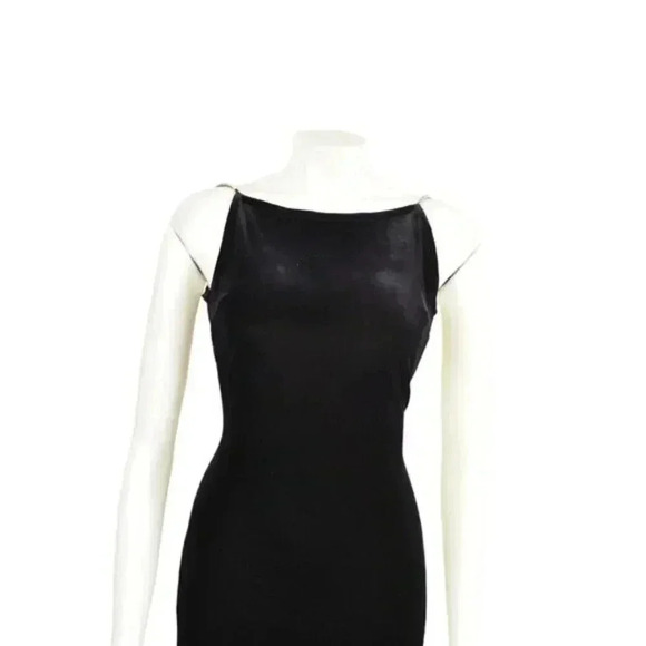 Vintage Velvet Maxi Dress Backless Crisscross Straps Formal Bodycon Size 10 - Picture 3 of 12